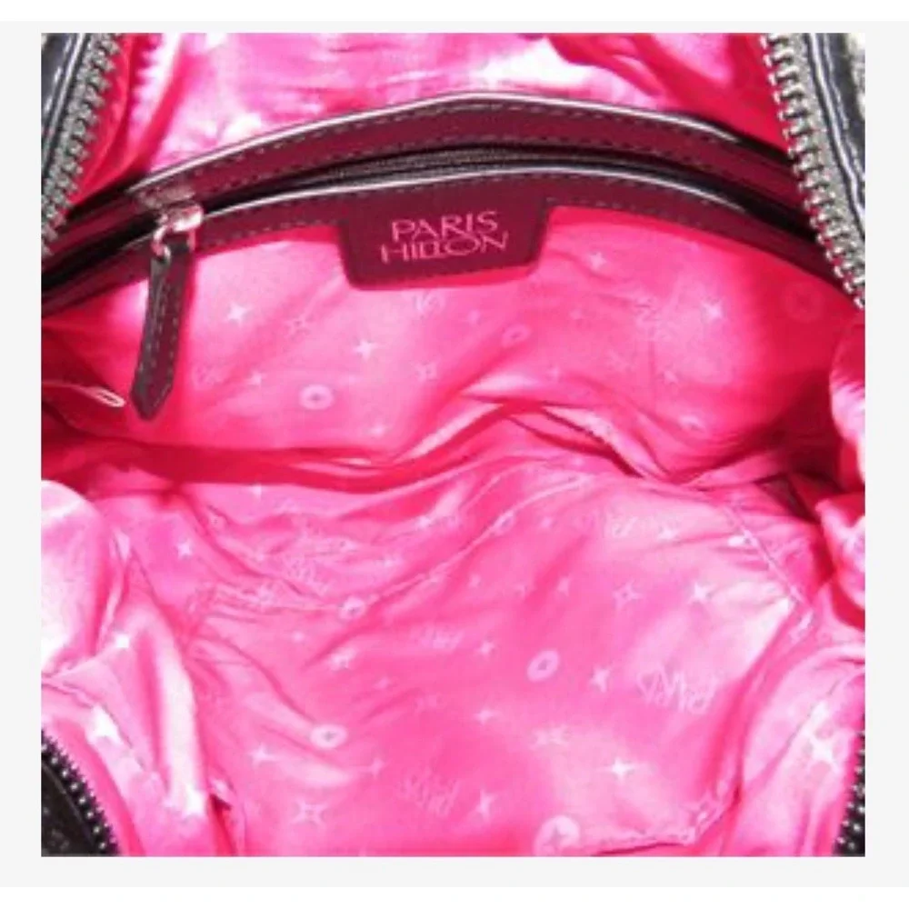 Y2K Paris Hilton Faux Fur Hobo Bag Women Small Black Rhinestone P Bling Patch